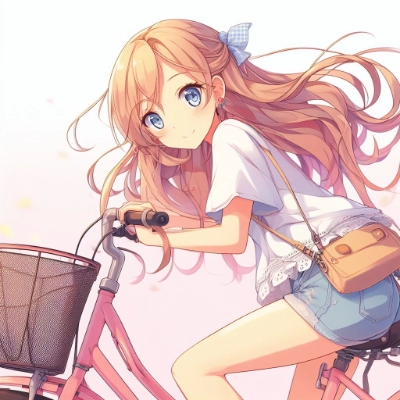 自転車に乗っている美少女