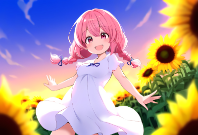 ひまわり畑と女の子