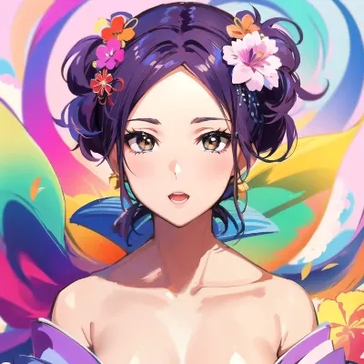 虹色の渦に咲く花の少女