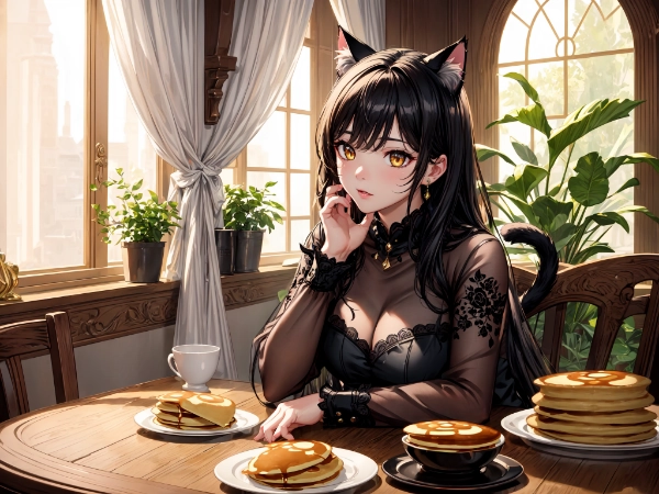 黒猫とパンケーキ