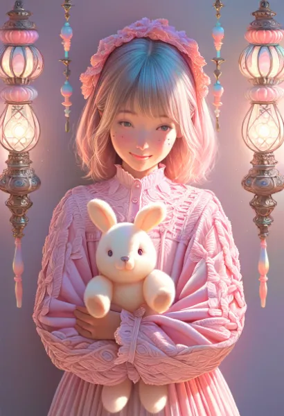 ぬいぐるみを抱く少女