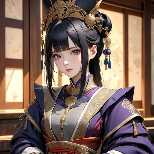 黄金冠の紫衣美女