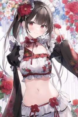 Flower Print Red Maid