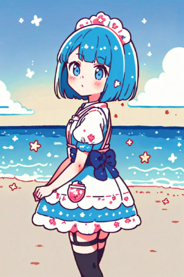 海辺の青髪さん