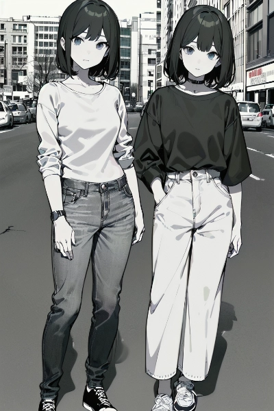 モノクロおしゃれ女子