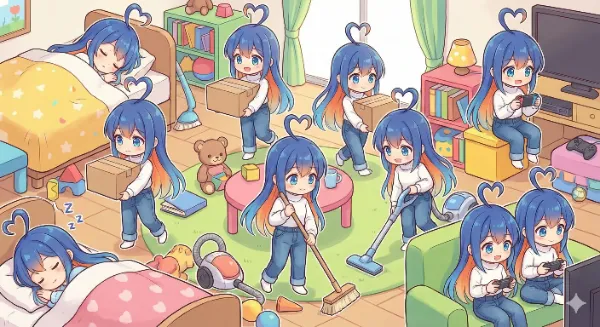 青髪少女の分身大作戦！