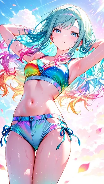 虹色の髪が舞う夏の誘惑