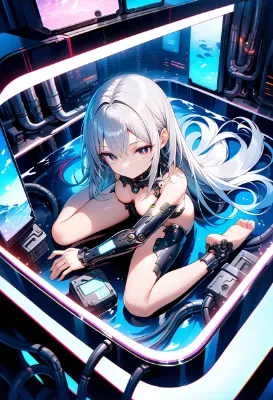 水槽のサイバー美少女