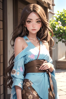 light blue floral kimono