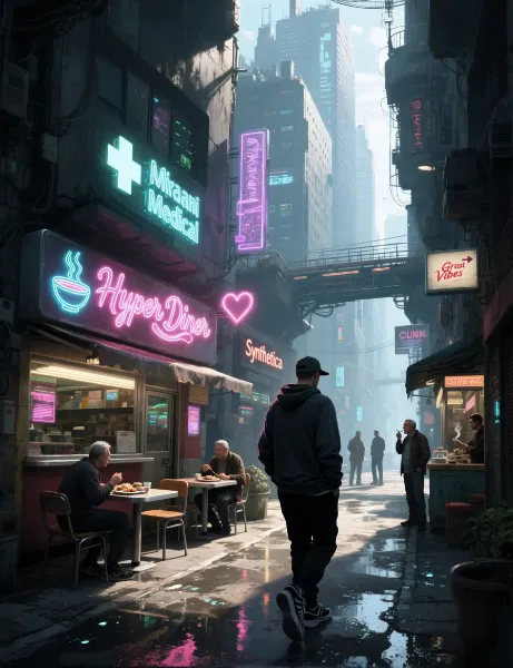 ネオン輝く路地