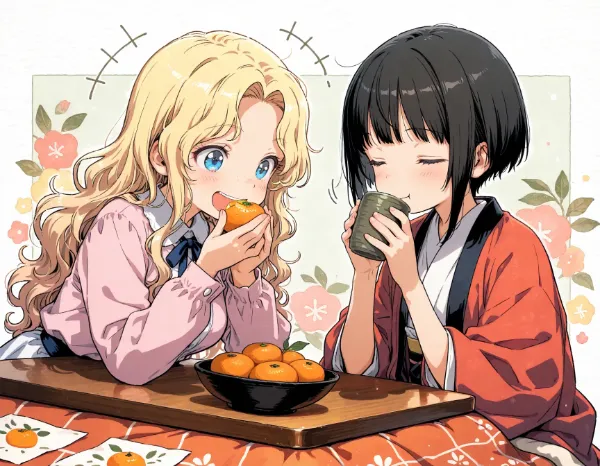 黒髪＆ブロンド・こたつみかん