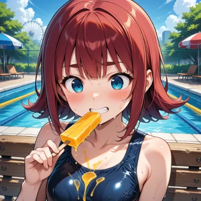 プールで溶ける夏の甘い雫