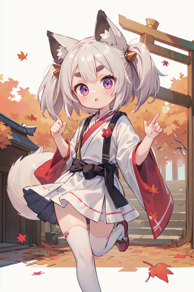 狐巫女チャンと紅葉