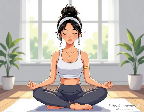 早朝のヨガスタジオでの瞑想 - Early morning meditation in a yoga studio