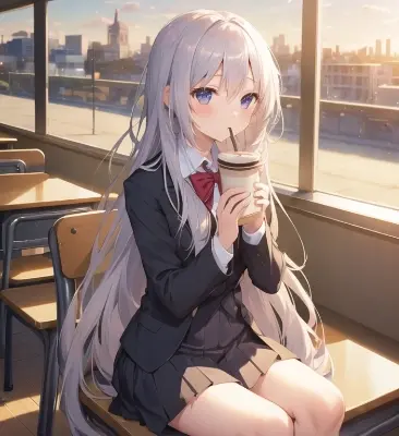 飲みながら考えてる娘ちゃん