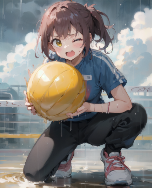 雨の中でドッジボール！