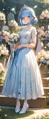 ウエディングドレス姿の青髪さん