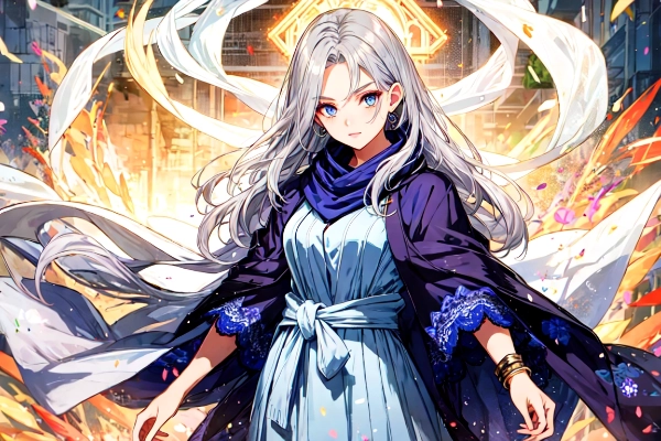 ショールを羽織った灰色髪の女性・その1（23枚）