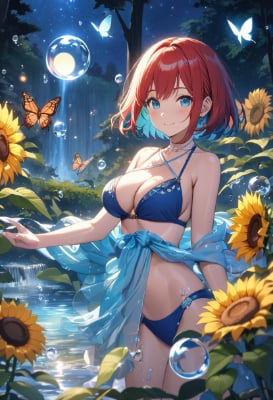 夜の向日葵と森の民の少女