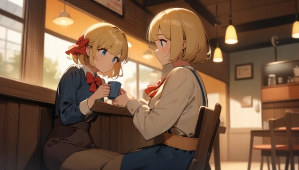 2人でコーヒーのみながら