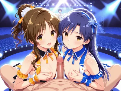 ダブルちっぱいズリ