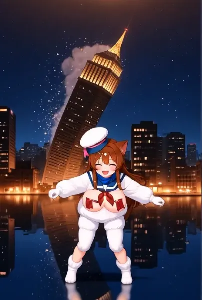 マショマロマンの格好で踊る