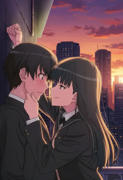 橘に逆壁ドンして顎クイする絢辻