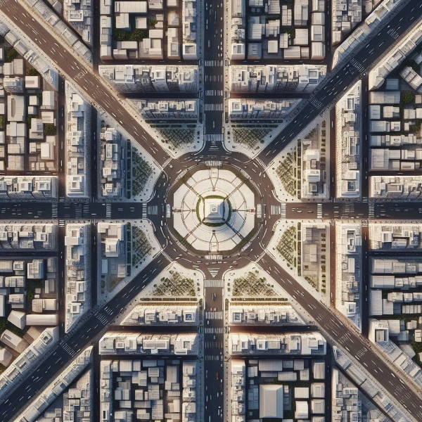 俯瞰の日本の住宅地のローポリゴン