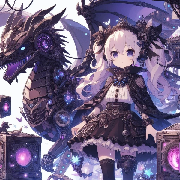 機械の竜と黒ゴシックの少女
