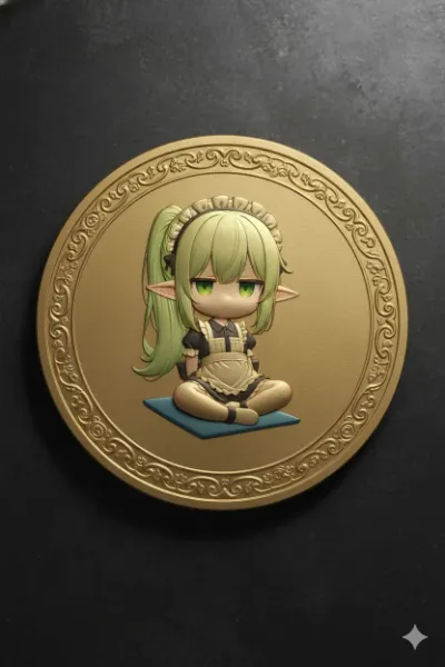 メイドさんレリーフ金貨、2点セット。