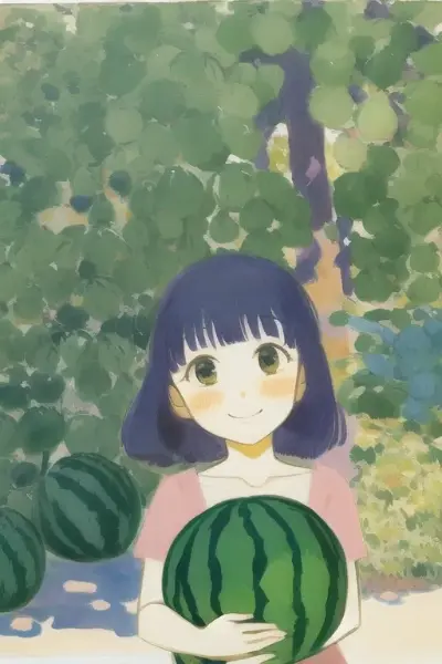 スイカを持つ女の子