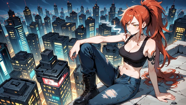 夜景を眺めながら一服
