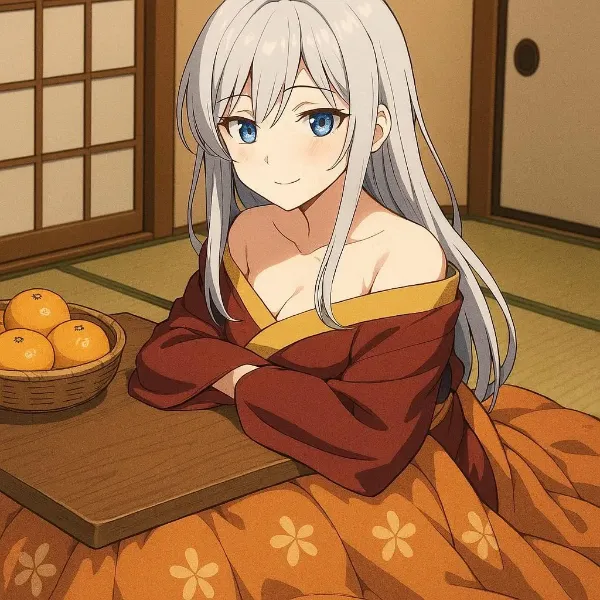 よく来たわねえ。ミカンでも食べて行きなさいな。