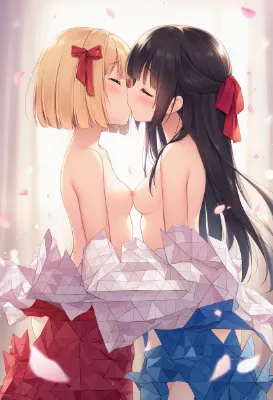 折り紙でできた服でキッス