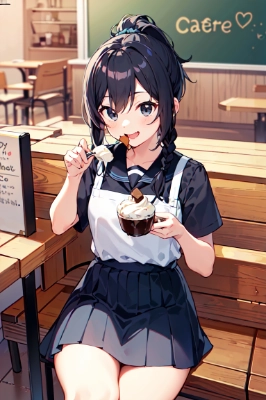 ケーキを食べる女子校生