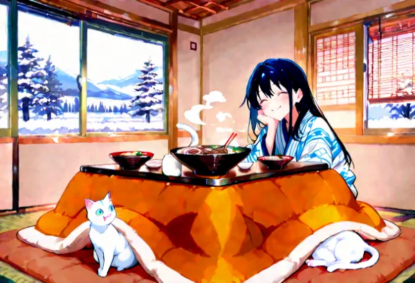 猫と炬燵と蕎麦