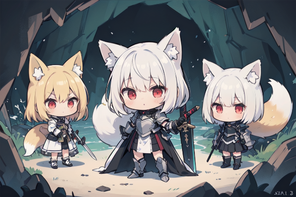 洞窟ときつね娘