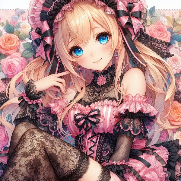 ピンク×黒ゴスロリ