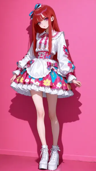 赤髪ロングストレート