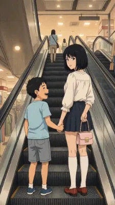 デパートに来た姉弟　１　GIF