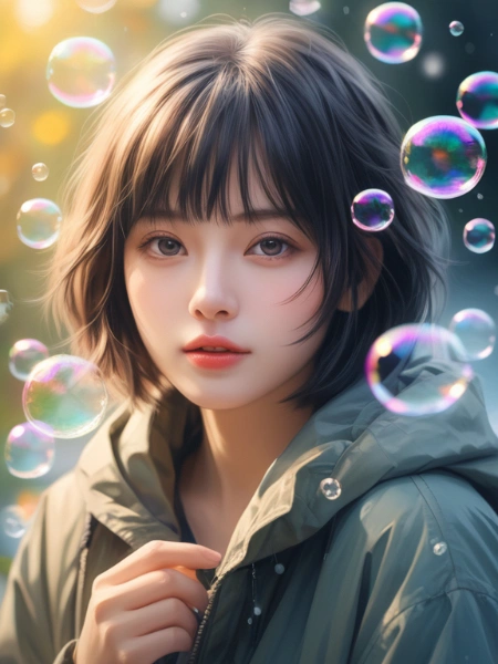 女の子とシャボン玉