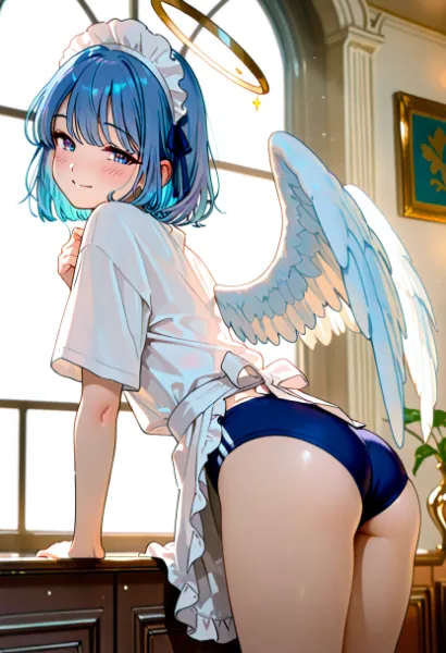 エプロンのボーイッシュ天使さん