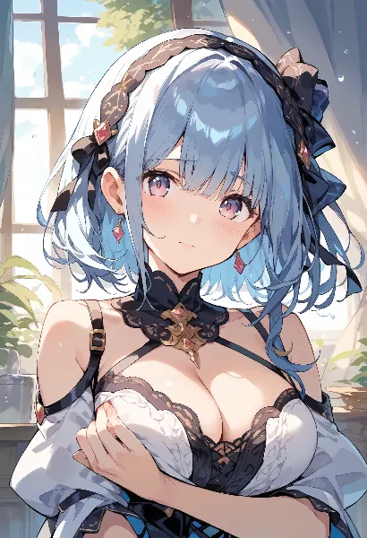 朝の光に微笑む青髪の少女