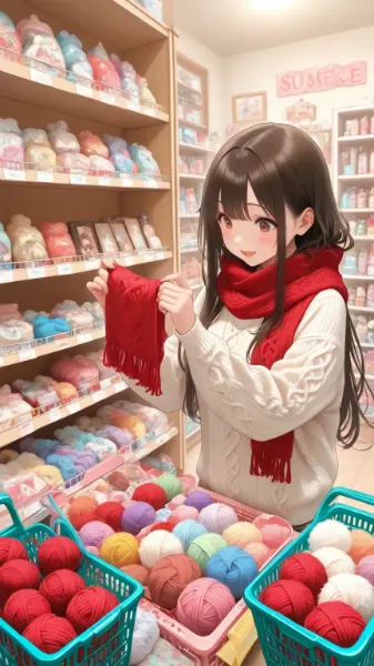 手芸店で買い物する女性