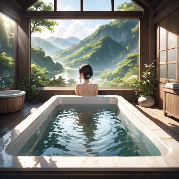 山岳絶景の湯浴み