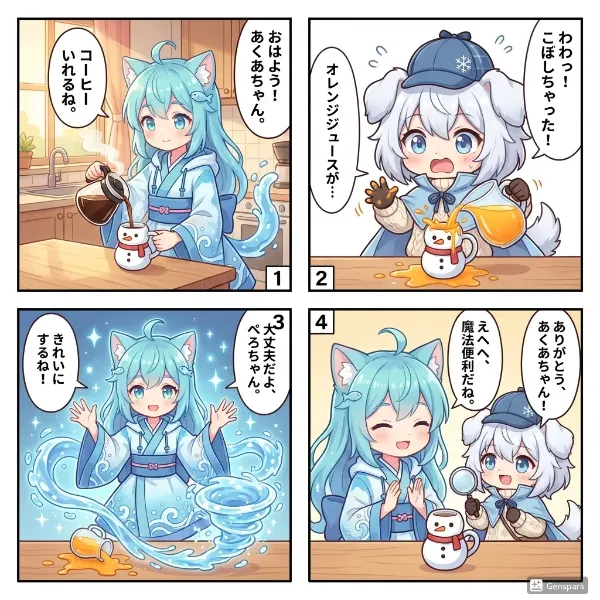 アクアちゃんとペロちゃんが雪だるまマグカップを使用！