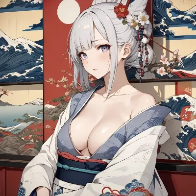 月影に佇む白銀の美女