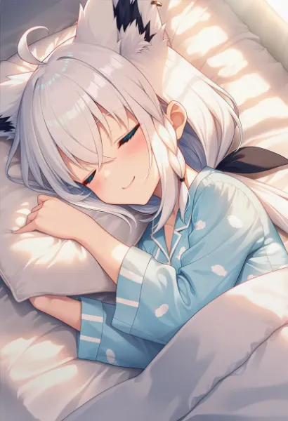 気持ちよさそうに寝ているフブキ