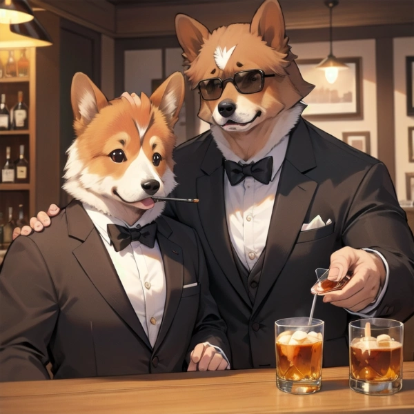 「まぁ一杯飲めや」「いただきやす、兄貴！」