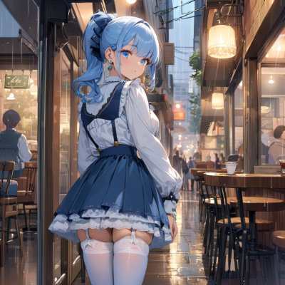 雨のカフェ街